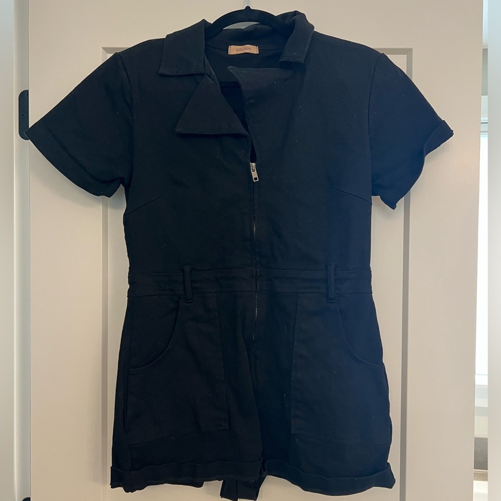 Black denim romper